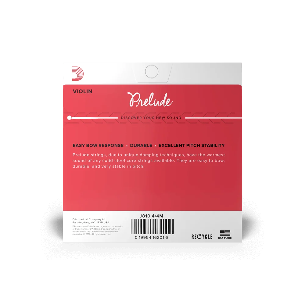 D'Addario Prelude Violin String Set – Medium Tension